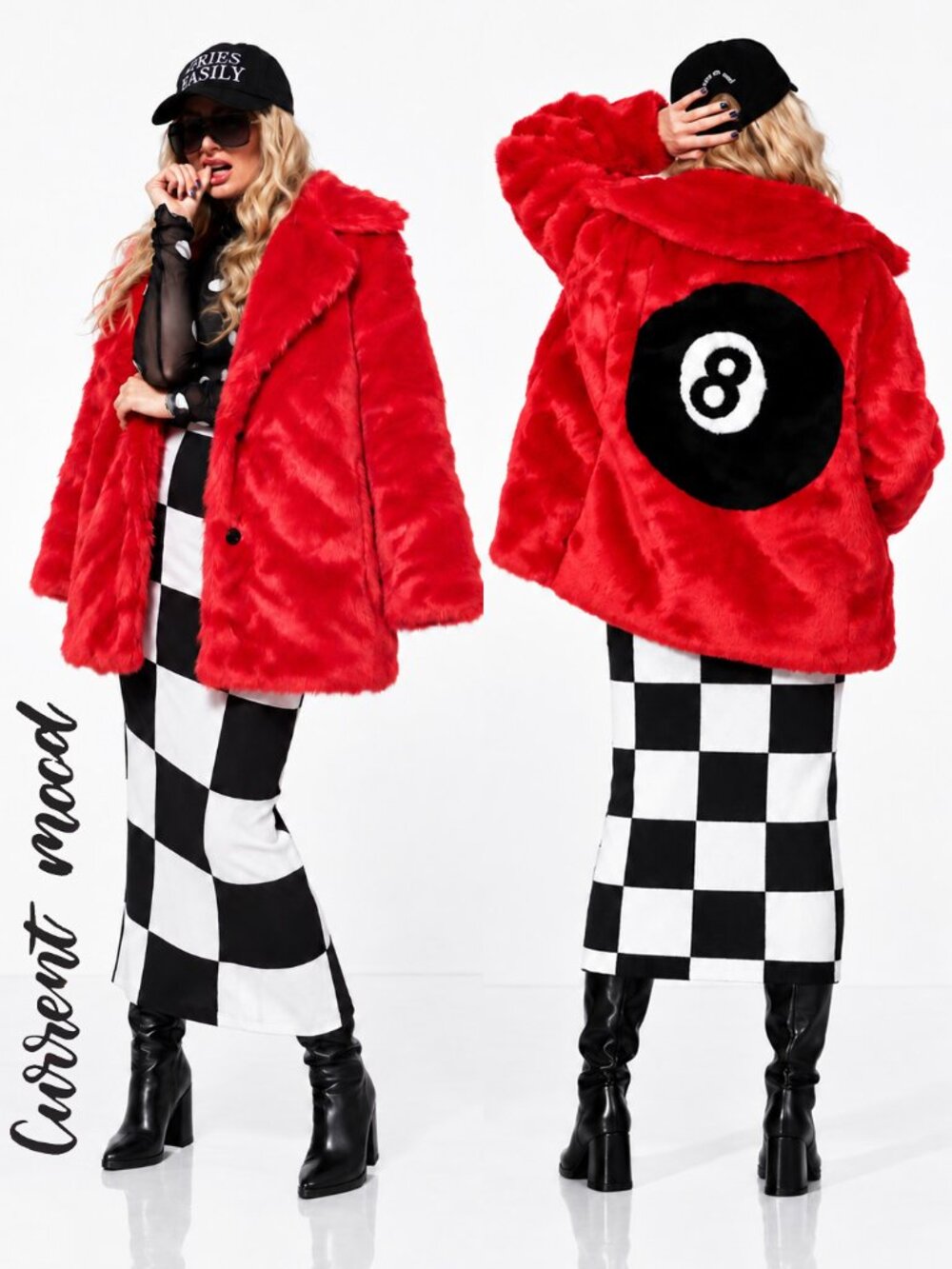 🦋🔥HOT ITEM! 🦋🔥Y2K "HOLY GRAIL" DOLLS KILL RACKED FAUX FUR JACKET IN FIRE RED